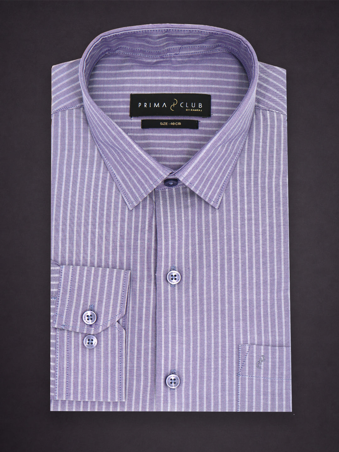 Prima Club Premium Cotton Dobby Purple Stripes Regular Fit Shirt SRAR7