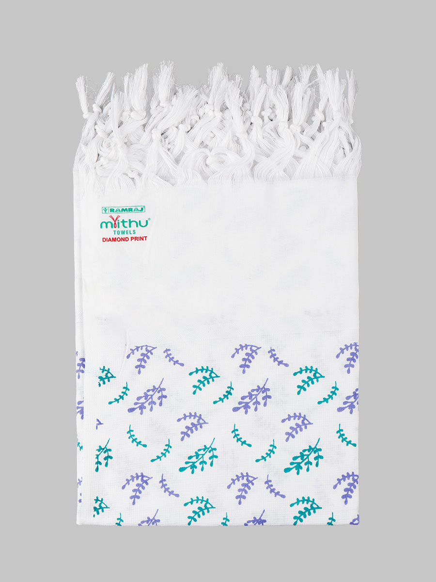 Cotton white Diamont Print Bath Towel-Design four