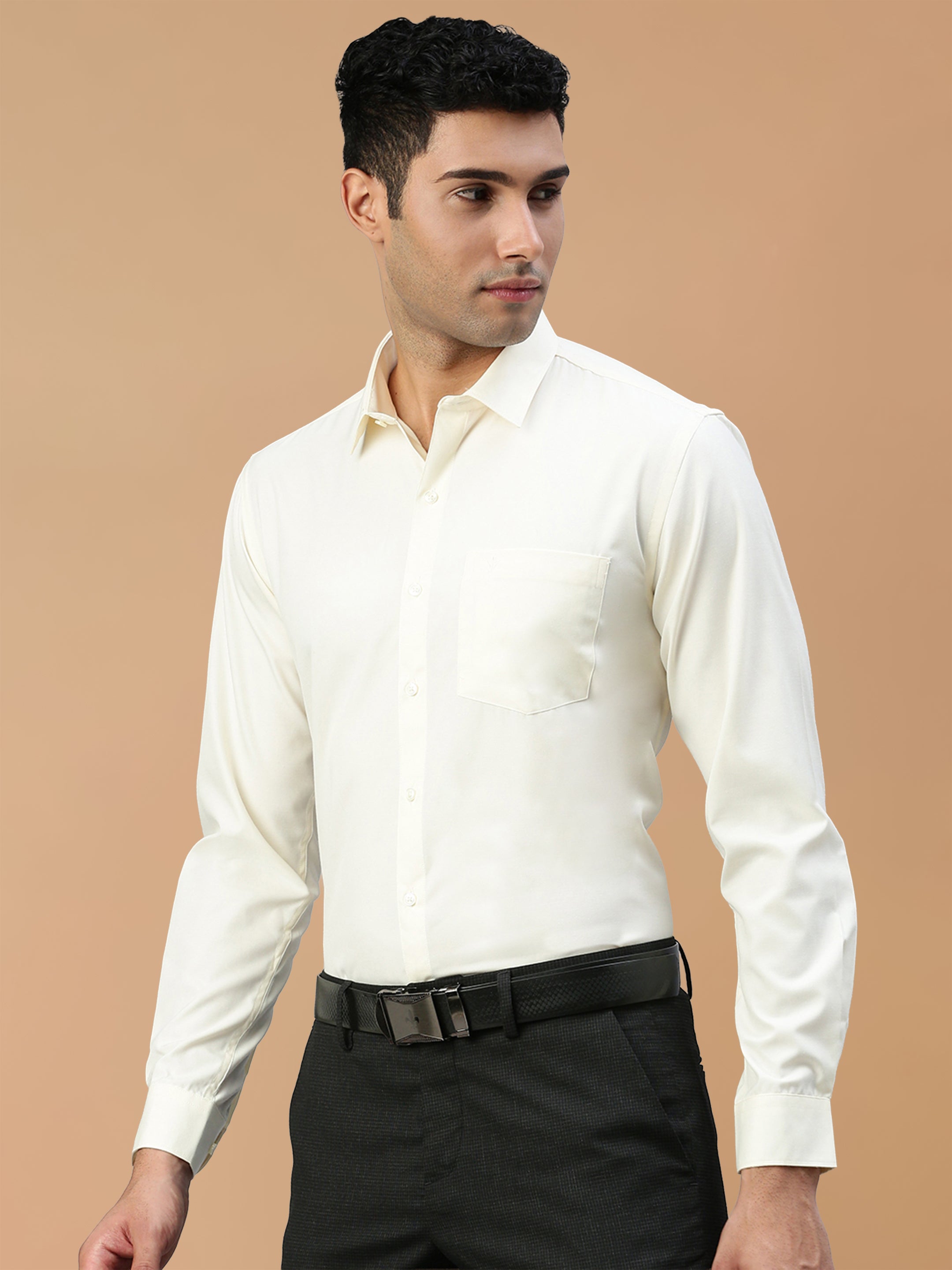 Cotton Rich Cream Regular Fit Shirt Kalyan