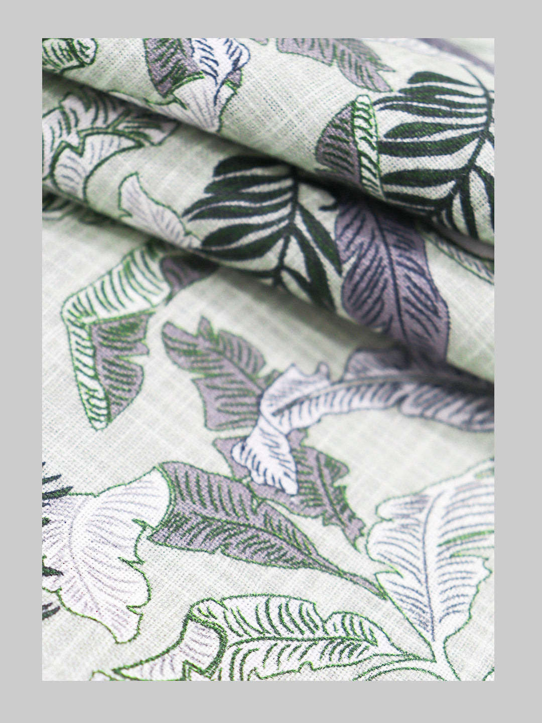100% European Linen Green Printed Shirt Fabric Fortuner