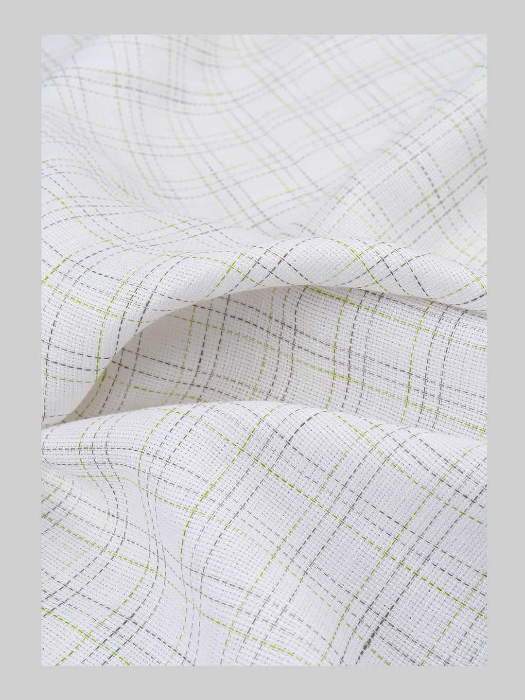 Men Pure Linen Checked Shirt Fabric White Cosmia