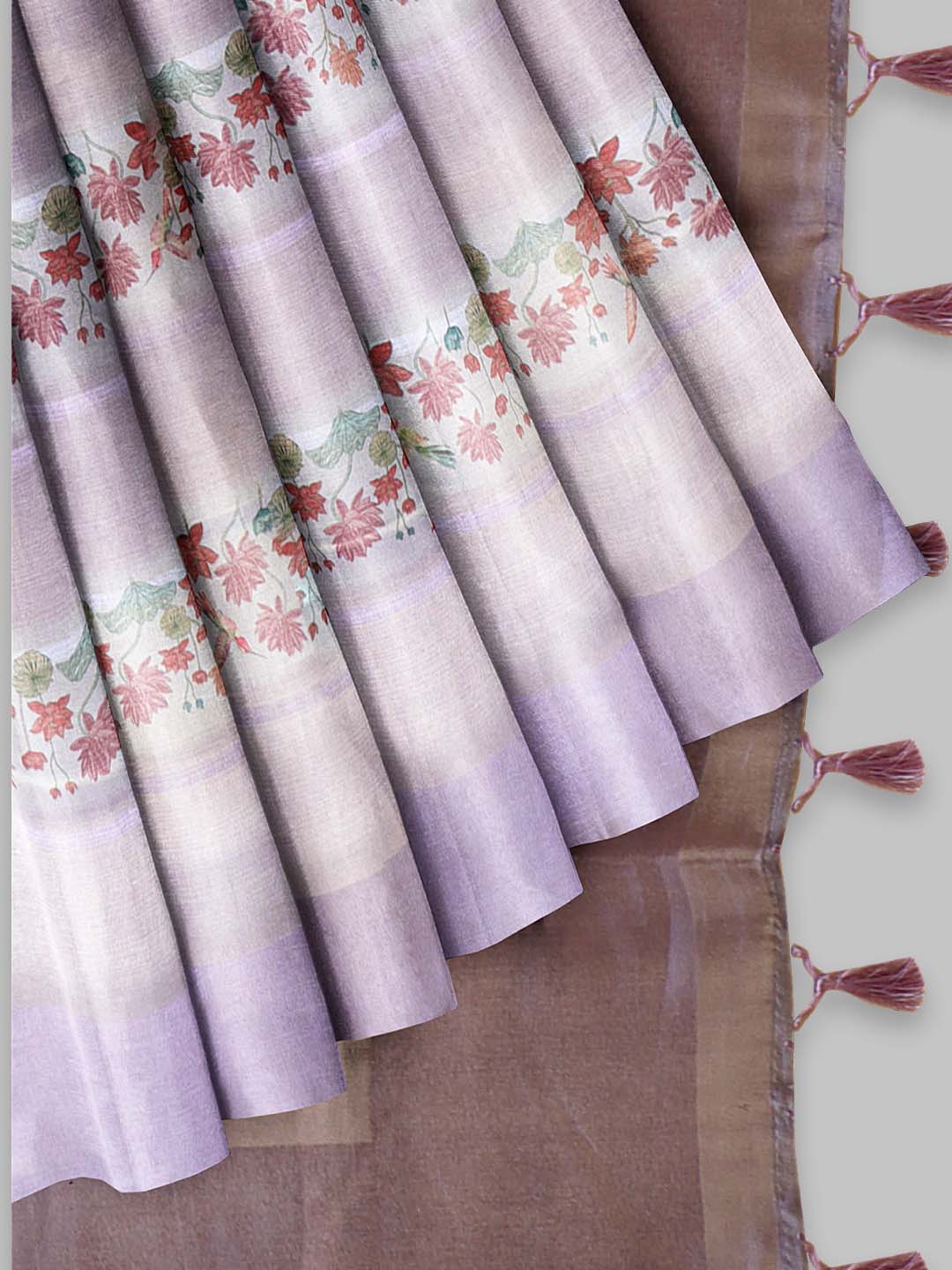 Women Purple Semi Tussar Printed Saree ST289