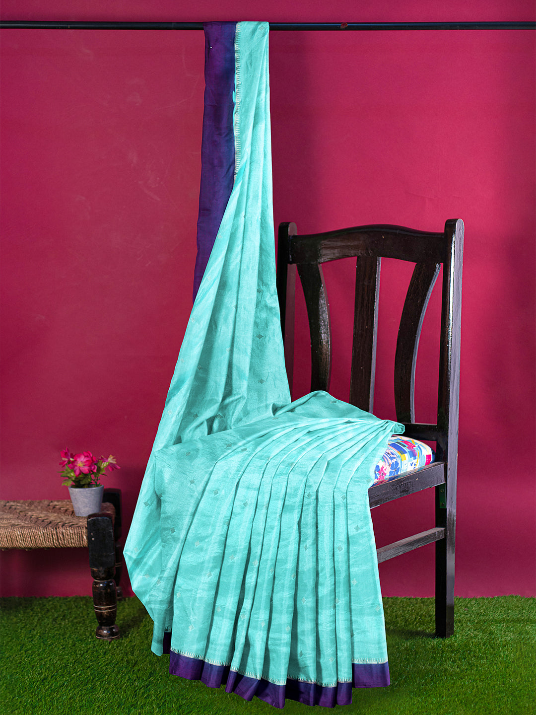 Couple Combo Shirt & Dhoti Set with Saree SkyBlue TS48