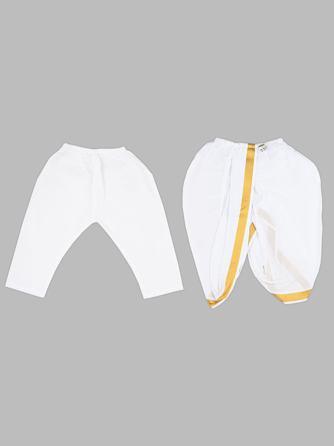 Born Baby Shirt with Pant and Panchakacham Set White