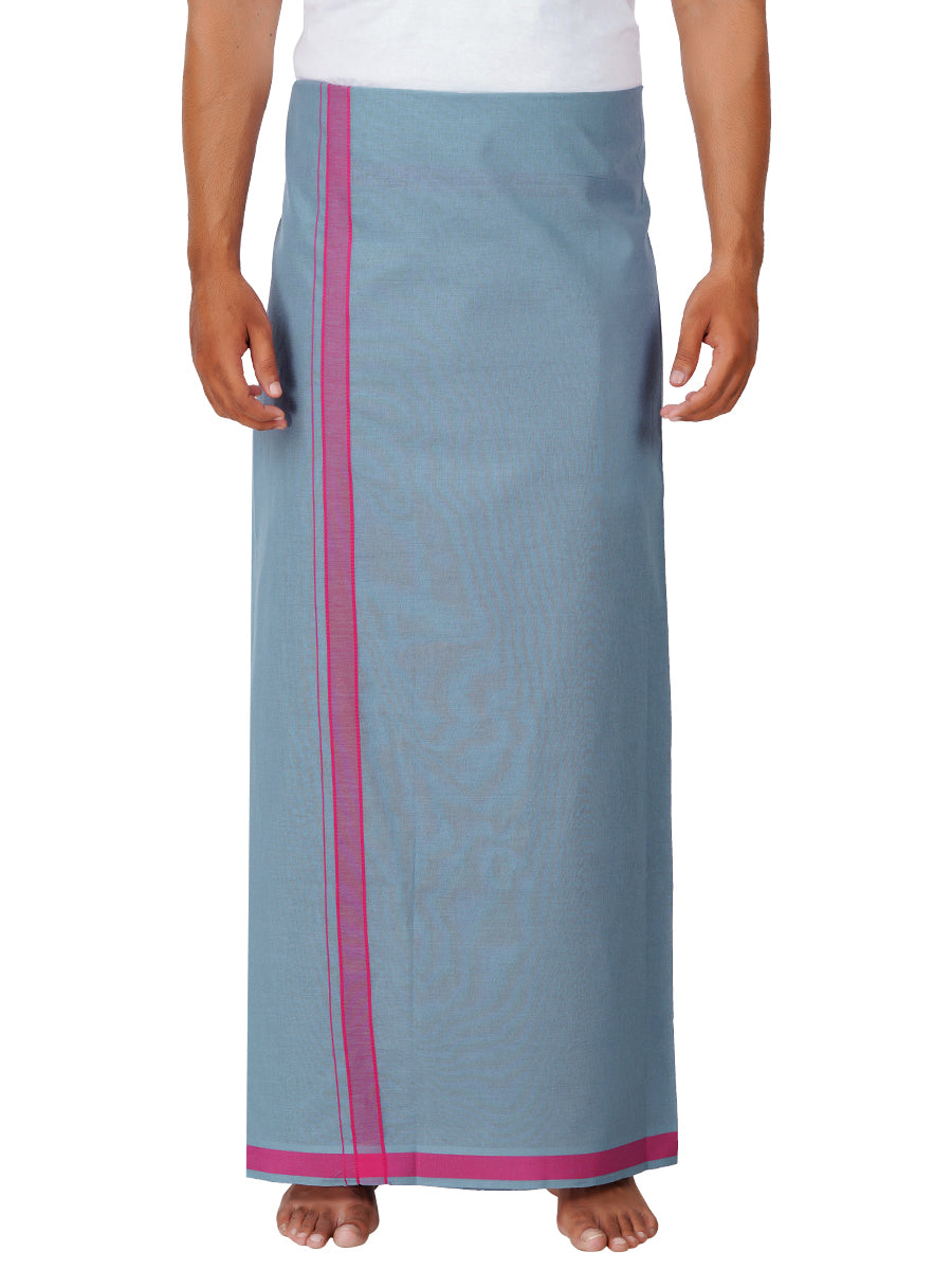 Mens Grey with Fancy Border Dhoti Mystyle Colour 3-Front view