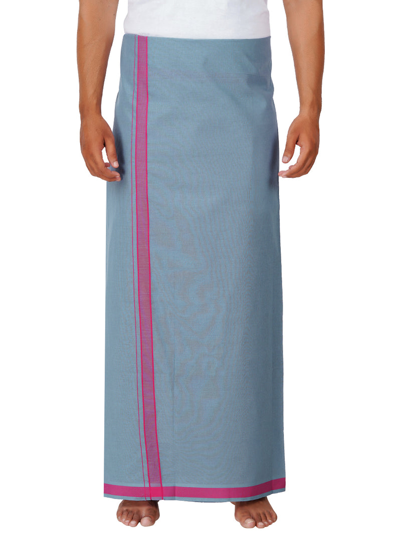Mens Grey Lungi with Fancy Border Mystyle Colour 3