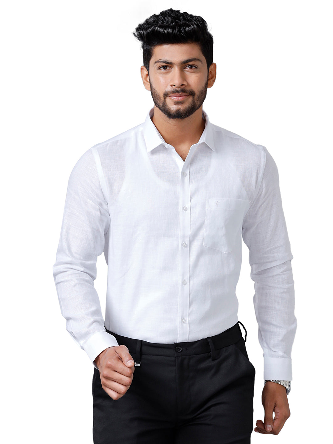 Mens 100% Pure Linen White Shirt Full Sleeves 5090