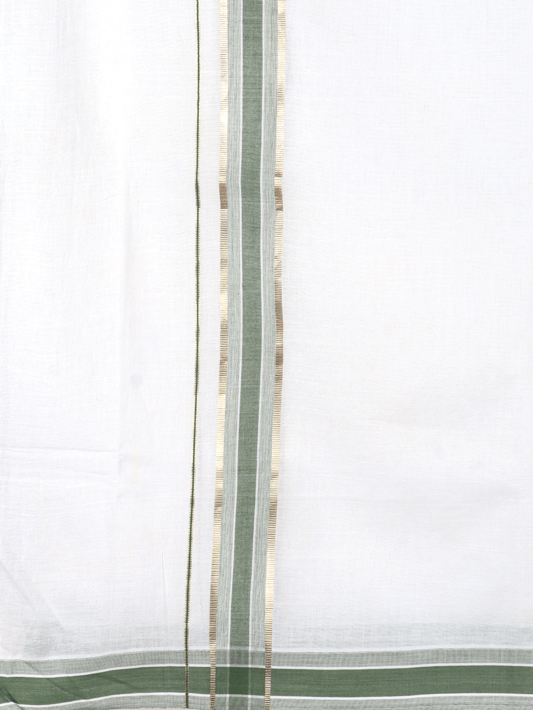 Men 100% Cotton Double Layer White Dhoti with Fancy Jari Border BJ01