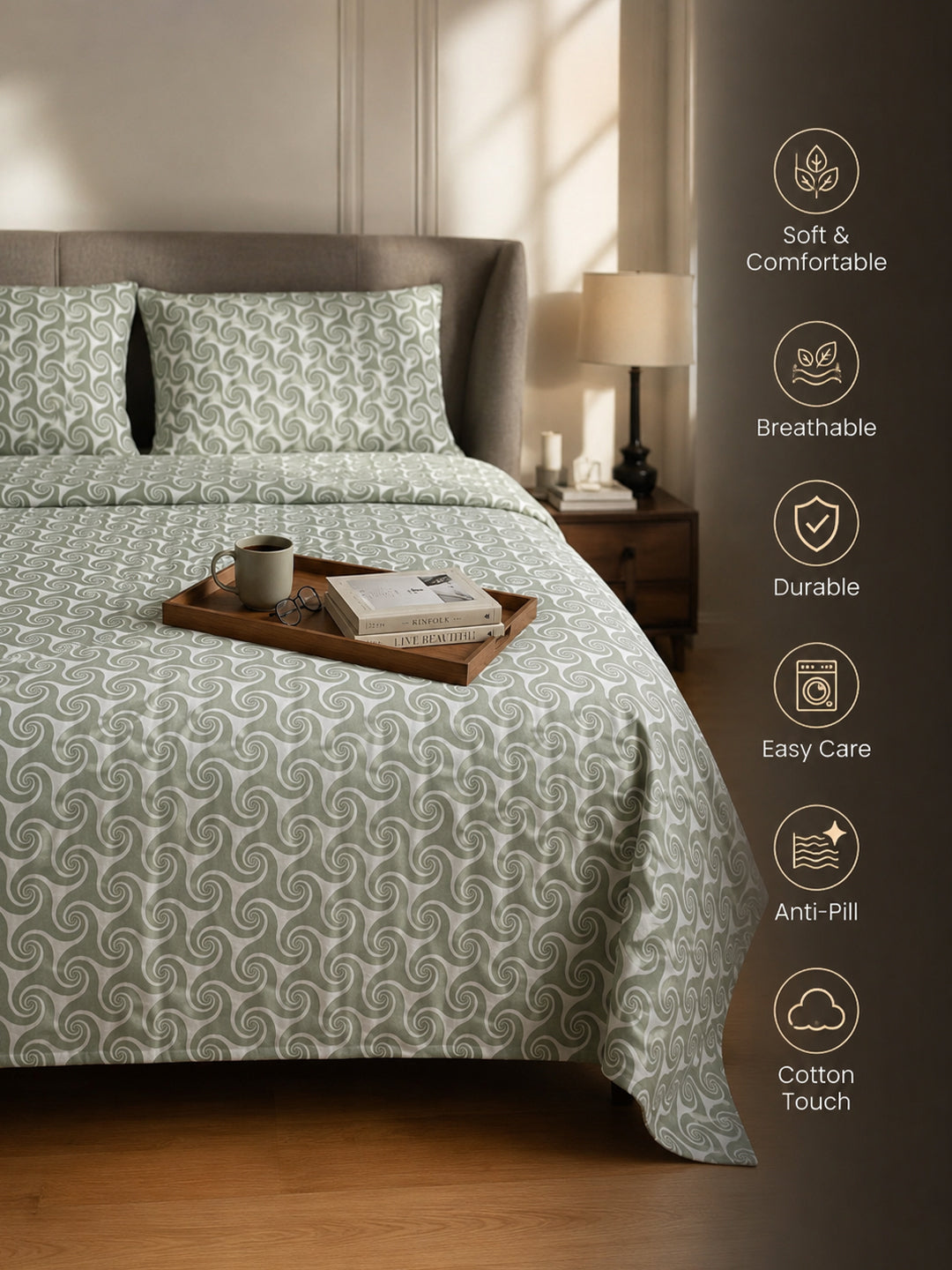 King Size Premium Cotton Bed Sheet & 2 Pillow Cover Set BSF02