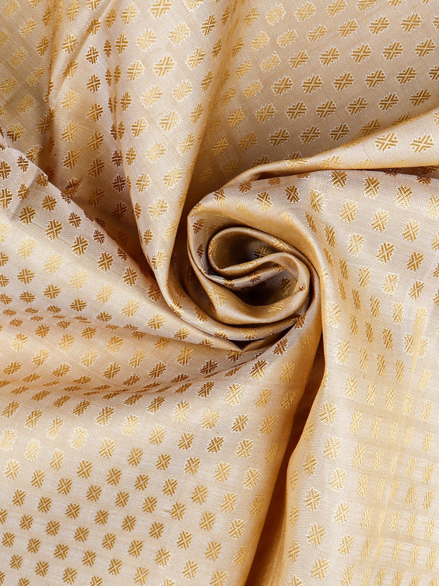 Mens Jacquard Self Designed Fawn Pure Silk Shirt Fabric-Zooom view