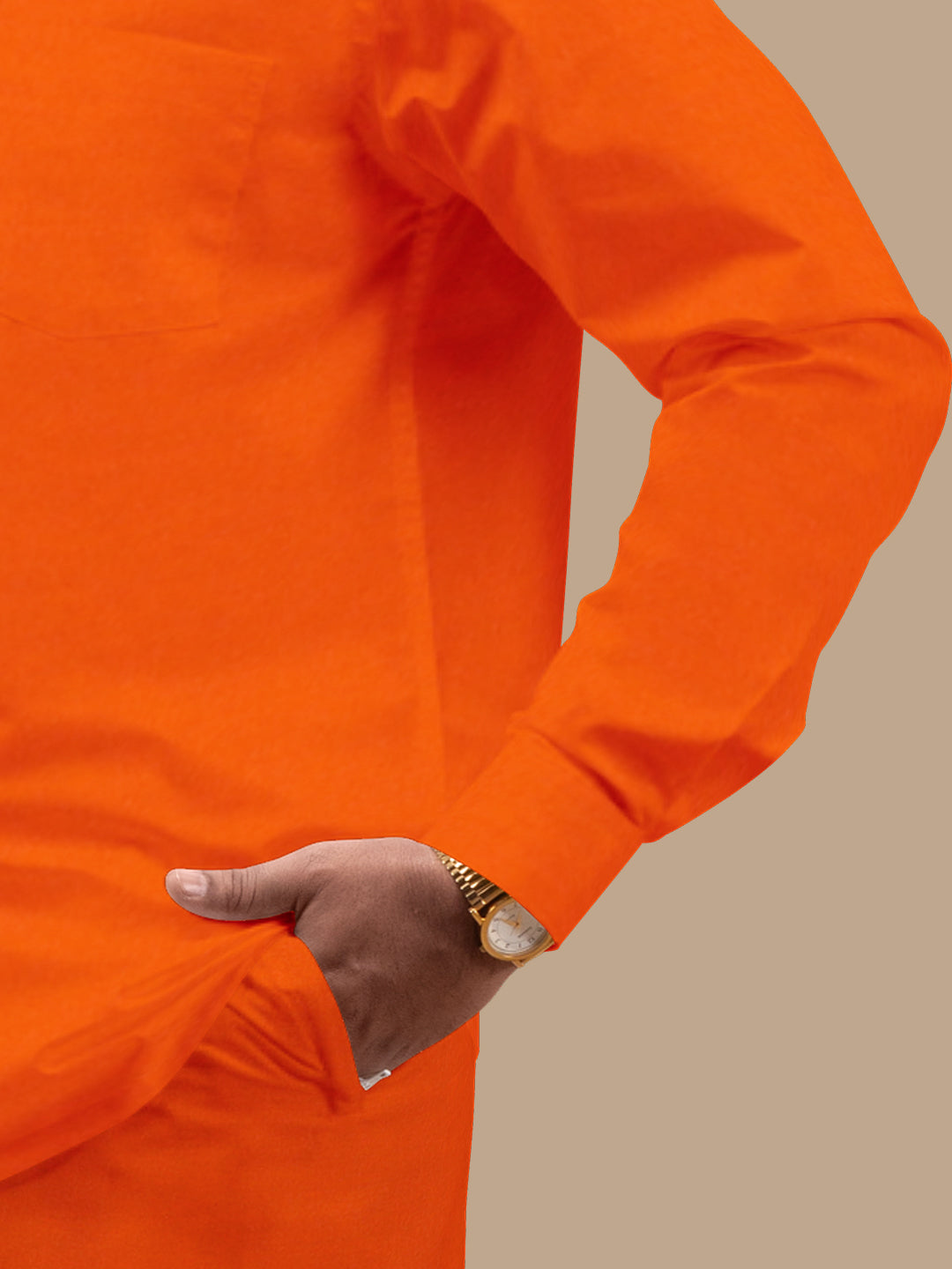 Men Assorted Border Readymade Single Dhoti Orange