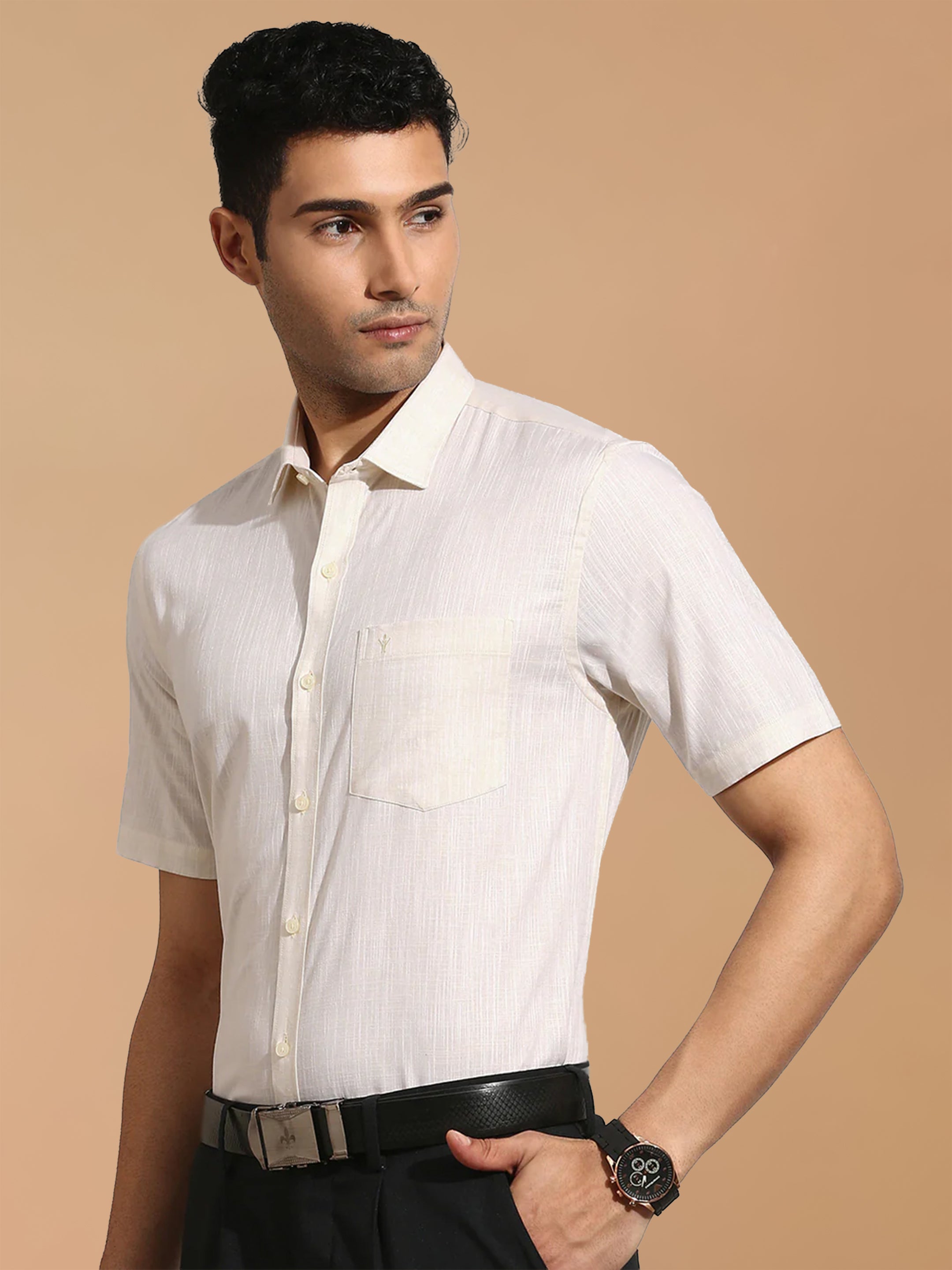 100% Cotton Cream Smart Fit Shirt CL2 GT36