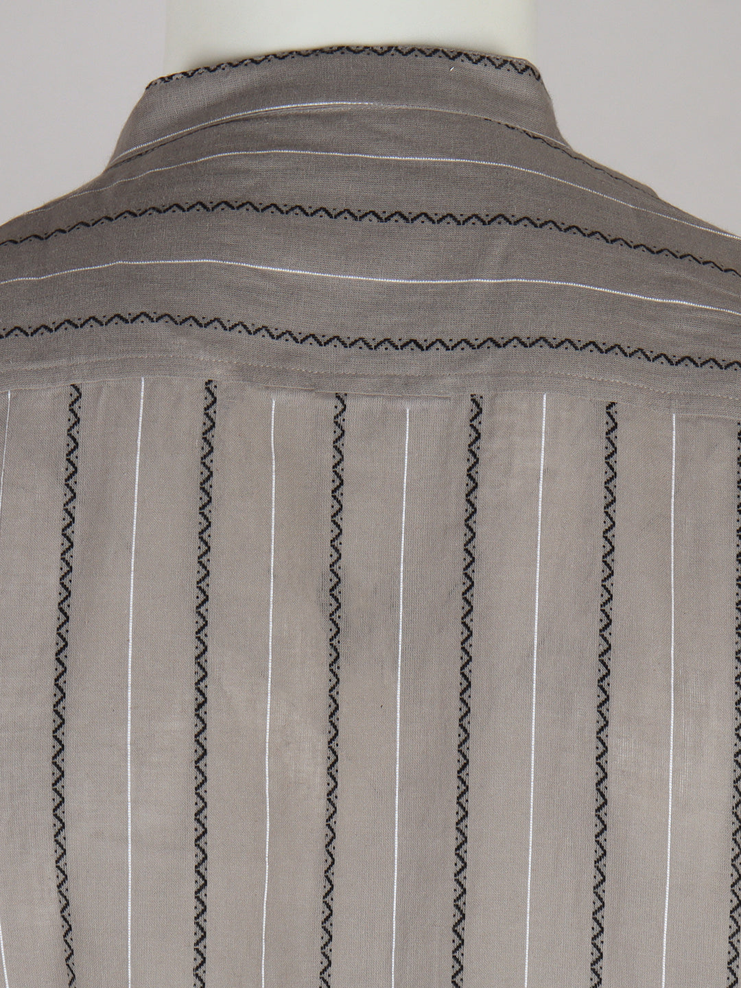 Men Cotton Short Length Stripes Pocket Kurta Silver Grey RJ35