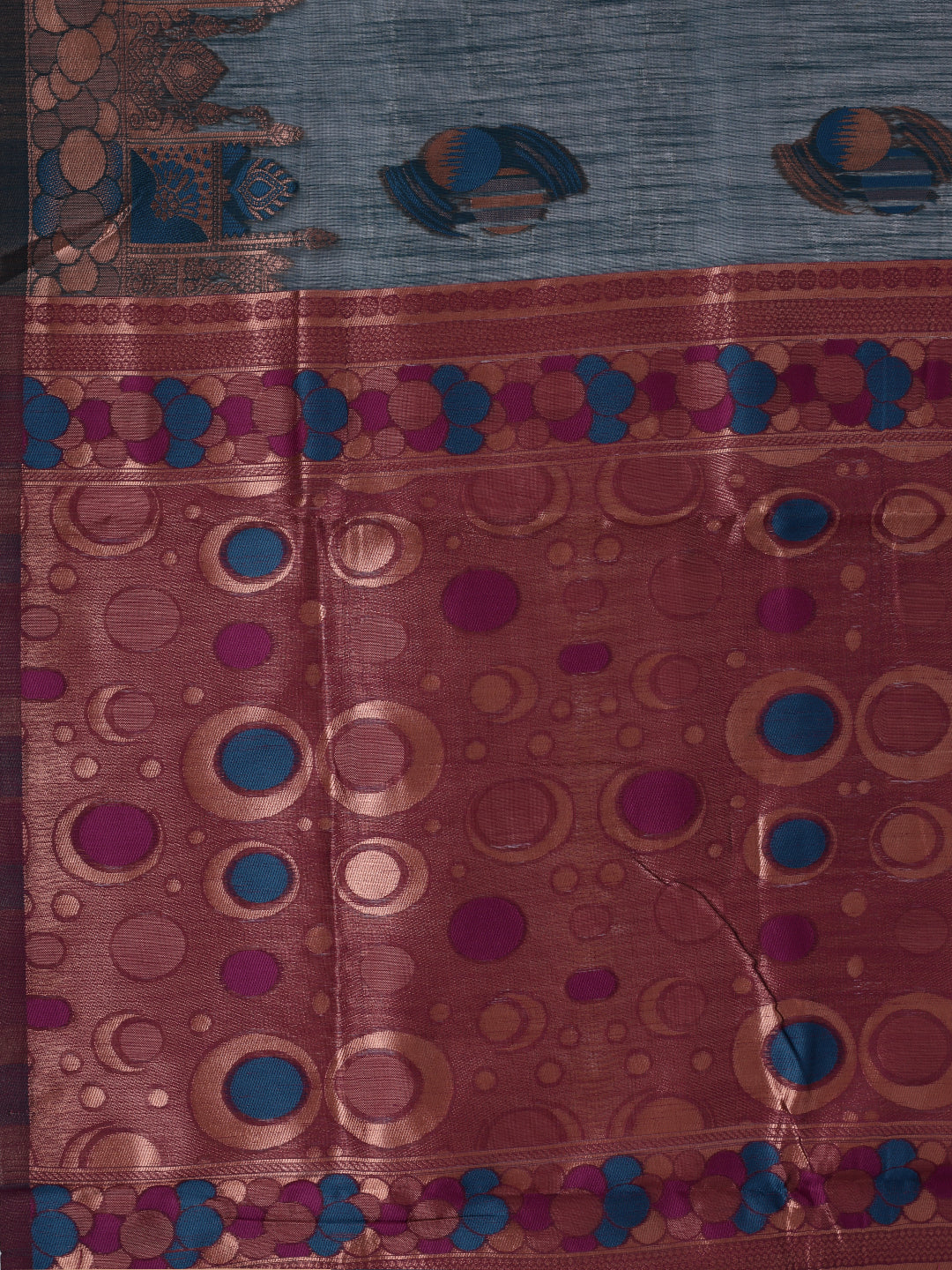 Women Spun Poly Teal Green Printed Saree SP20