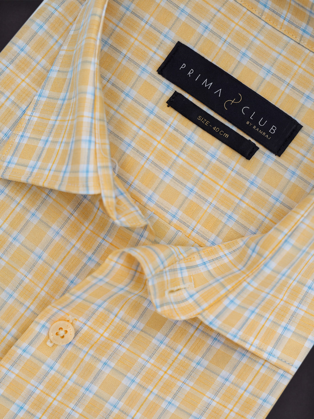 Prima Club Premium Cotton Dobby Yellow Blue Checked Regular Fit Shirt SRBM5