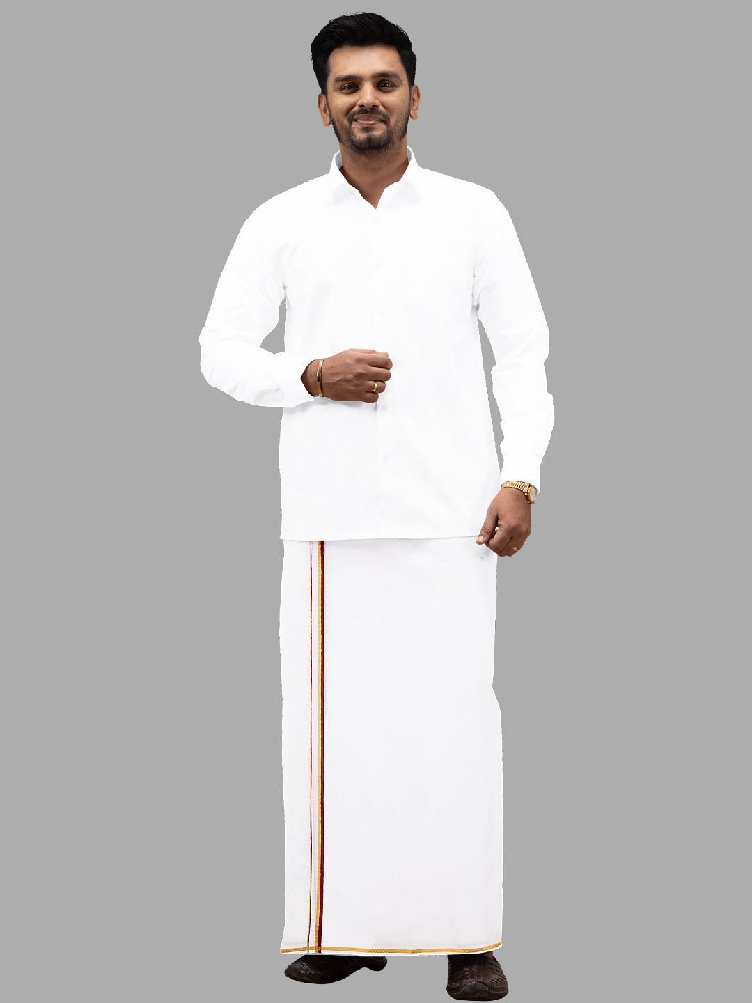 Men Fancy Jari Border Double Dhoti Vetha Fancy