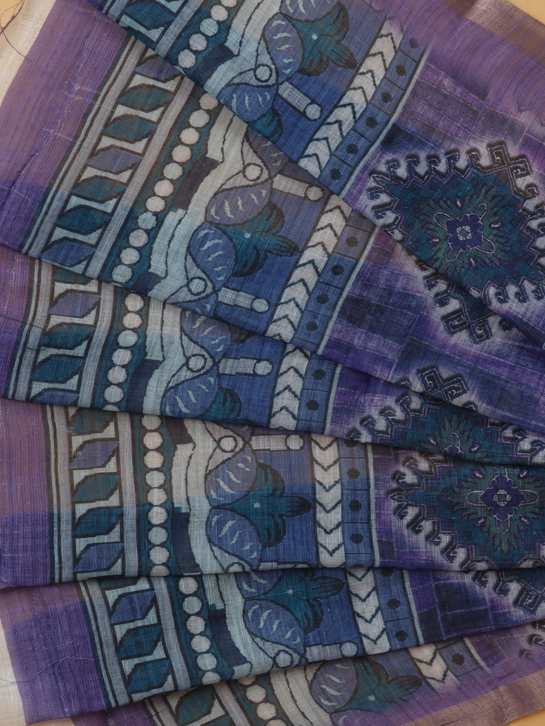 Women Lavender Semi Linen Saree SL222