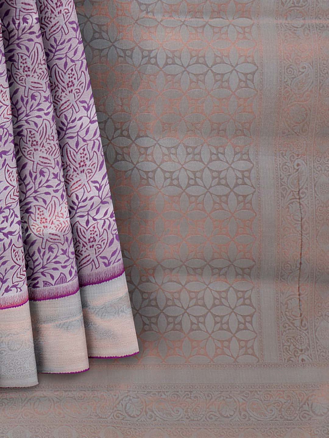 Women Grape with Green Art Silk Printed Saree ASS64