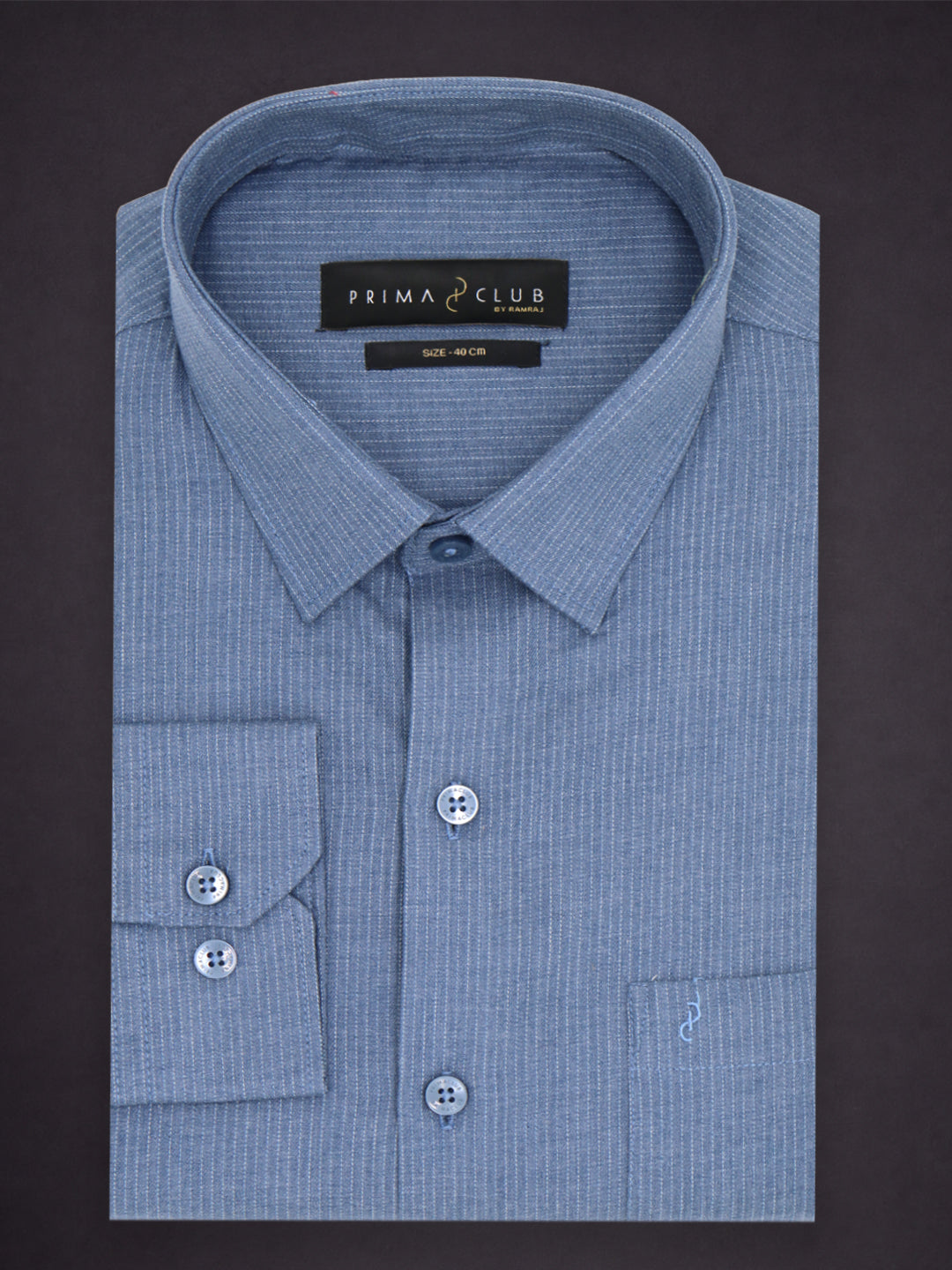 Prima Club Premium Cotton Dobby Mid Blue Stripes Regular Fit Shirt SRAX1