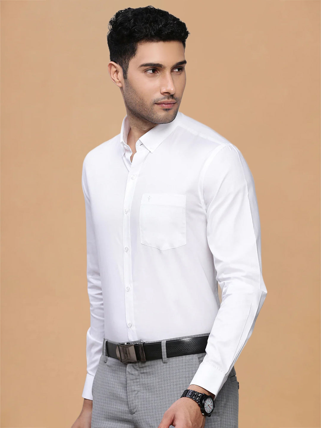 Classic Texture Weave Premium Cotton White Shirt - Oxford