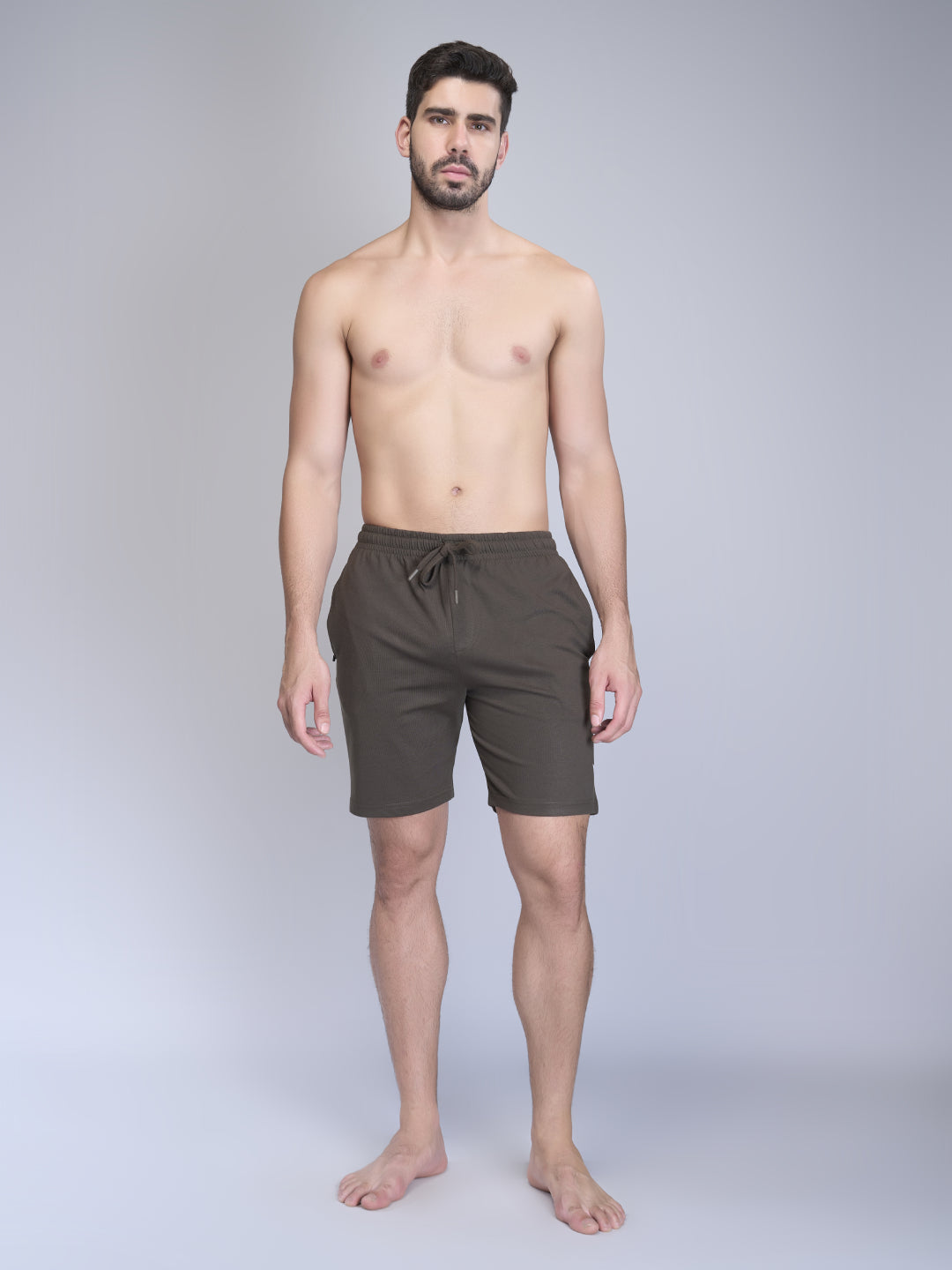 Men Cotton Rich Shorts Olive Green