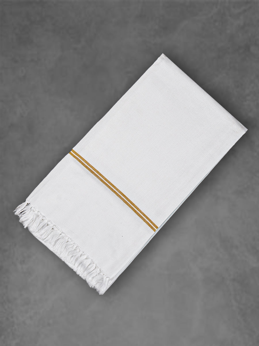 Premium Cotton Soft Feel White with Small Border Bath Towel 1046-Maroon