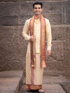 Pure Silk 4½" Korvai Jari Self-Weaving Dhoti & Towel Set – Amirtham