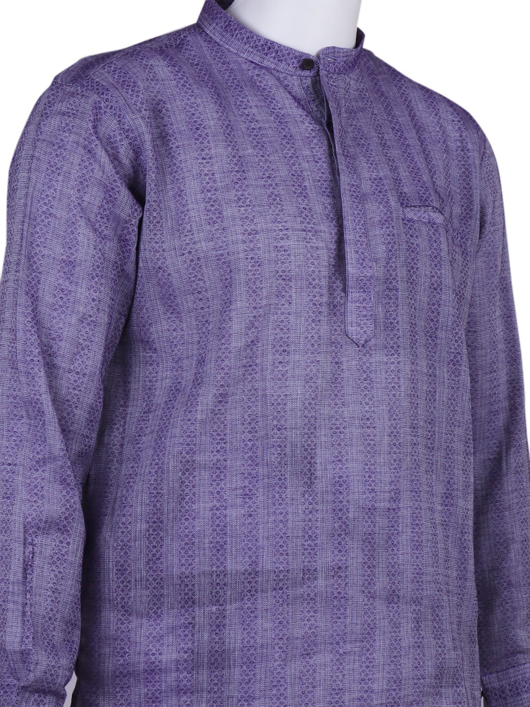 Men Cotton Short Length Self Design Pocket Kurta Blue Embriod RJ51