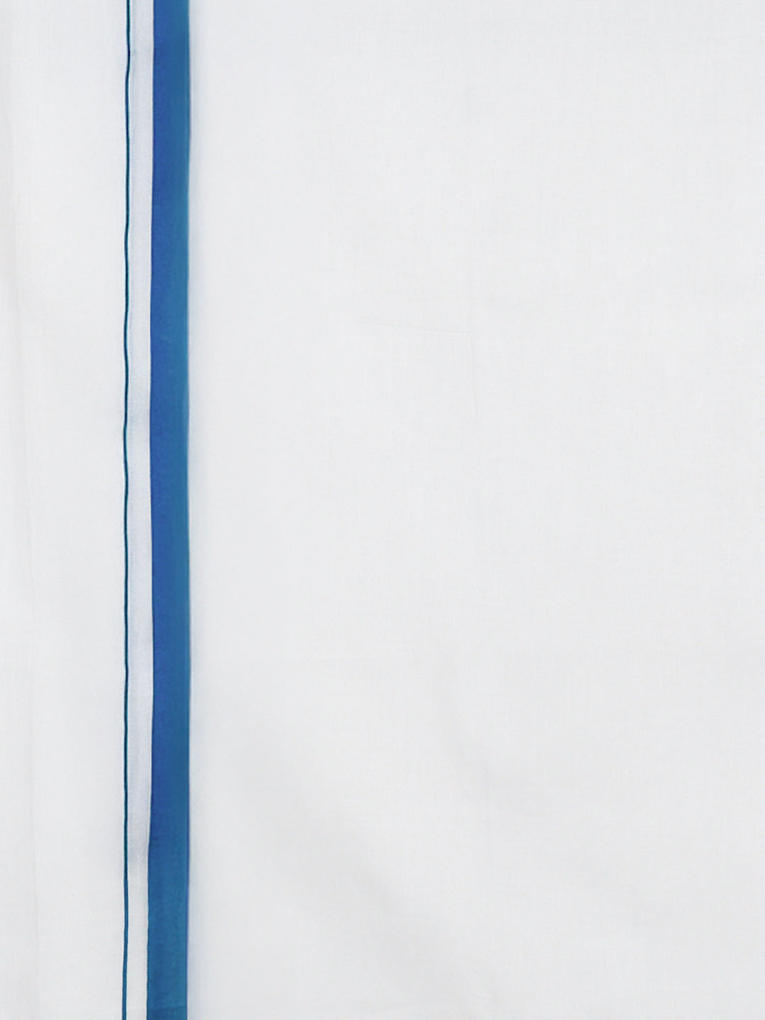 Men Blue Fancy Border Double Layer White Dhoti RS03