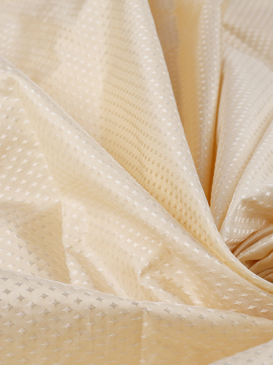Mens Diamond Design Light Cream Pure Silk 10 Meter Shirt Fabric-Close view