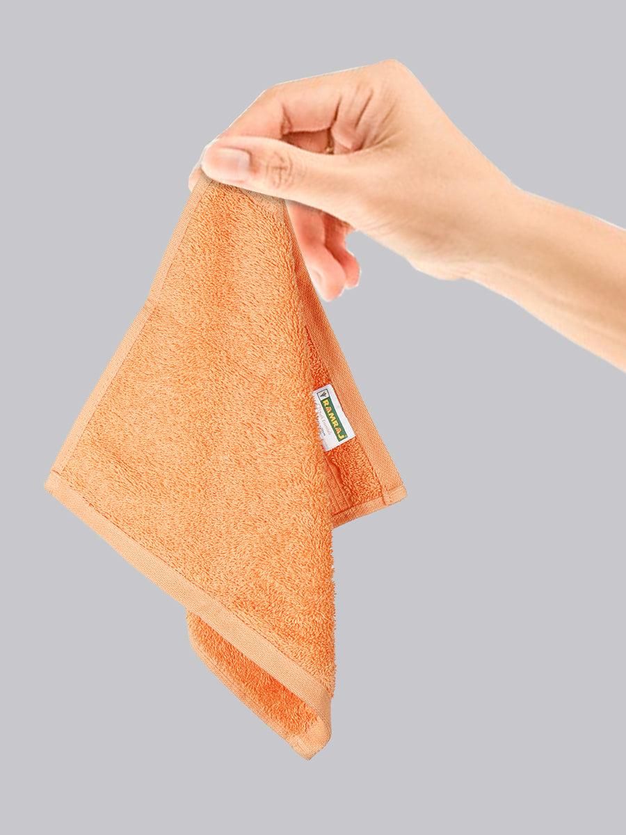 Premium Soft & Absorbent Cotton Bamboo Orange Terry Face Towel FC1 ( Pack of 4 )