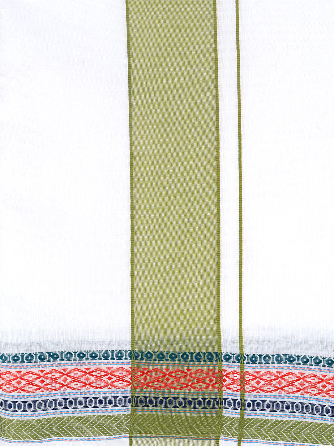 Men Cotton Green Fancy Border Panchakacham with Angavasthram (9+5) JD01