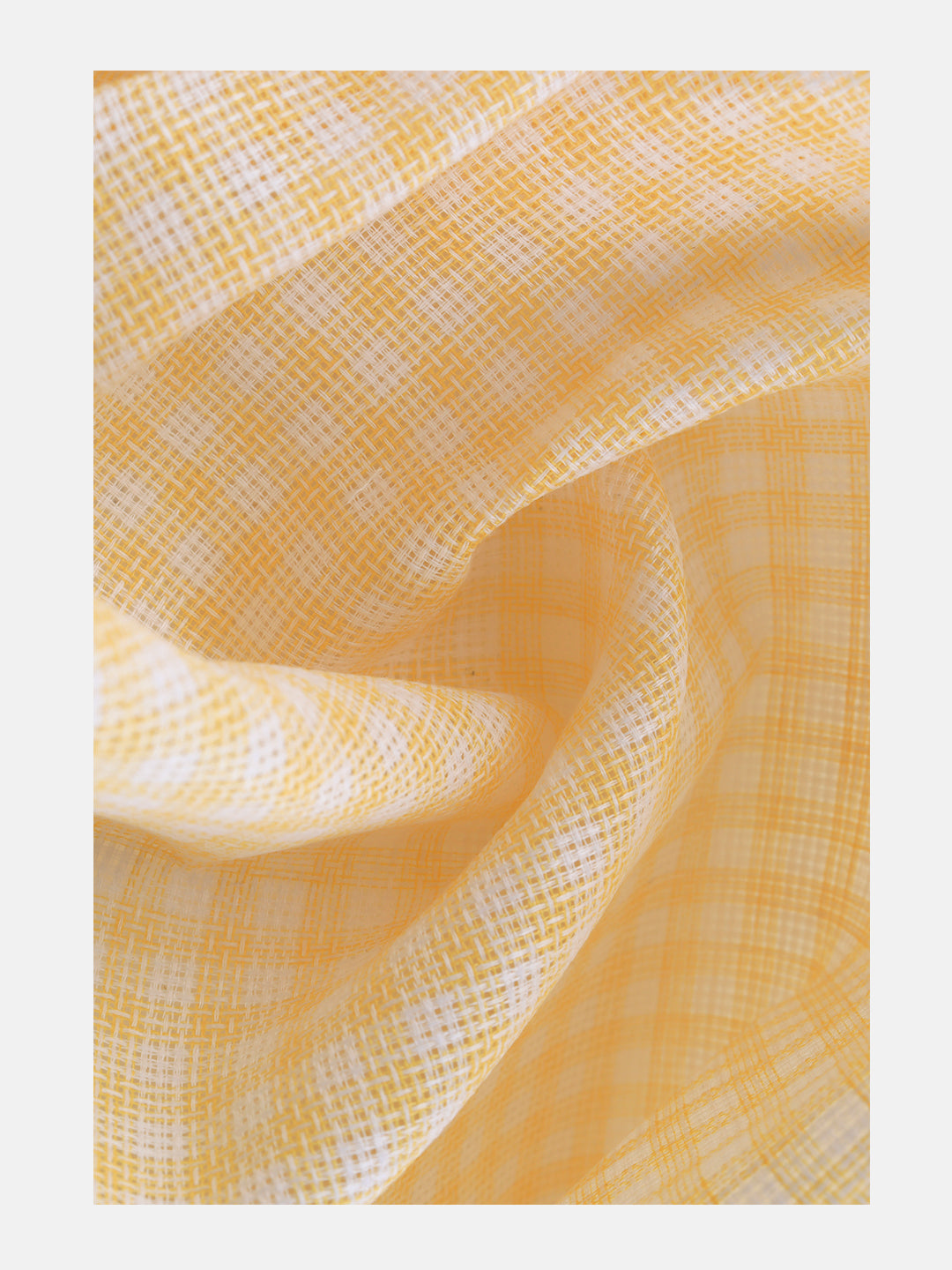 Mens Cotton Rich Checked Shirt Fabric Yellow High Style