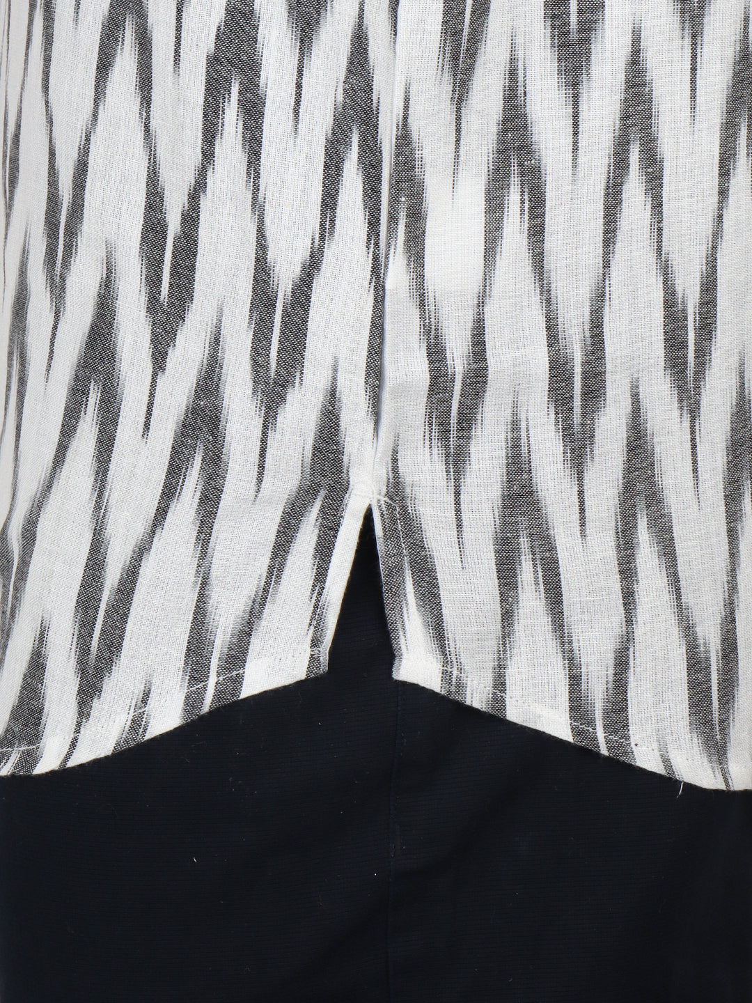 Men Cotton Short Length Self Design Pocket Kurta Whitish Grey RJ34