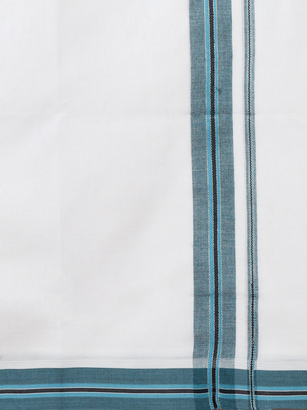 Men 100% Cotton Double Layer White Dhoti with Fancy Jari Border EJF20