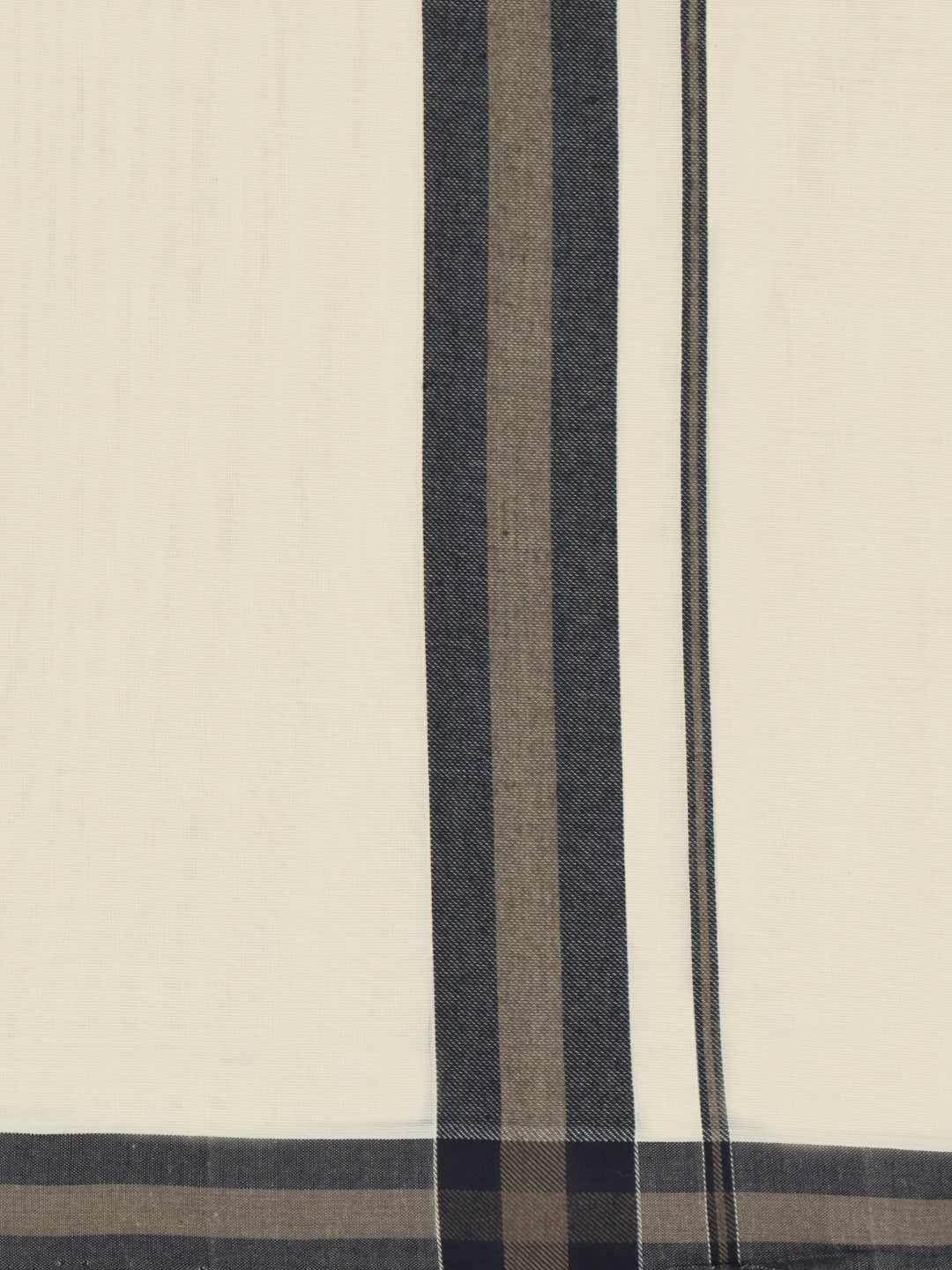 Double Layer Premium Handloom Cream Dhoti with Colour Border - HLM121
