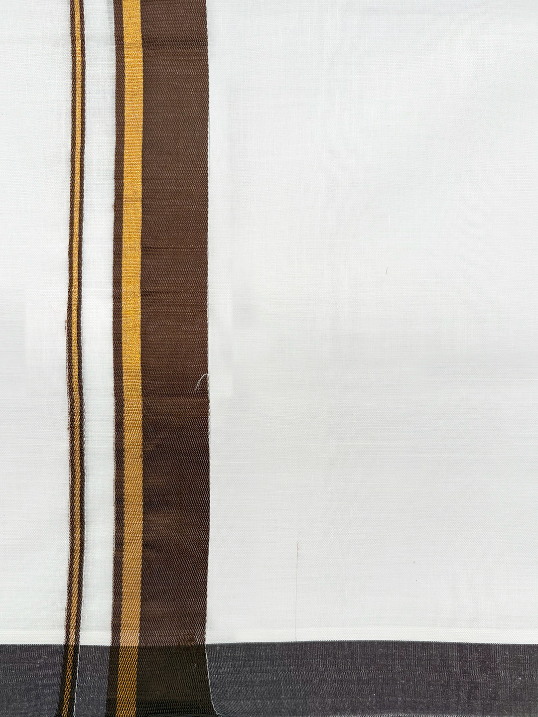 Double Layer Cotton Blend White Dhoti With Fancy Gold Jari Border TGJF05