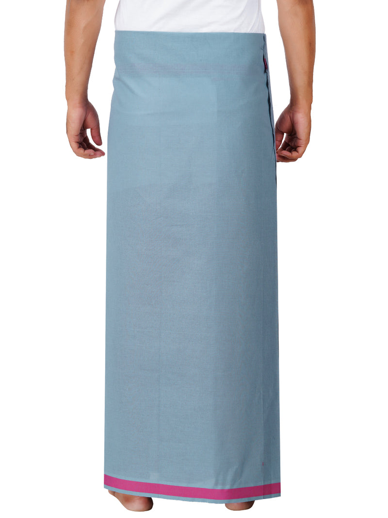 Mens Grey Lungi with Fancy Border Mystyle Colour 3