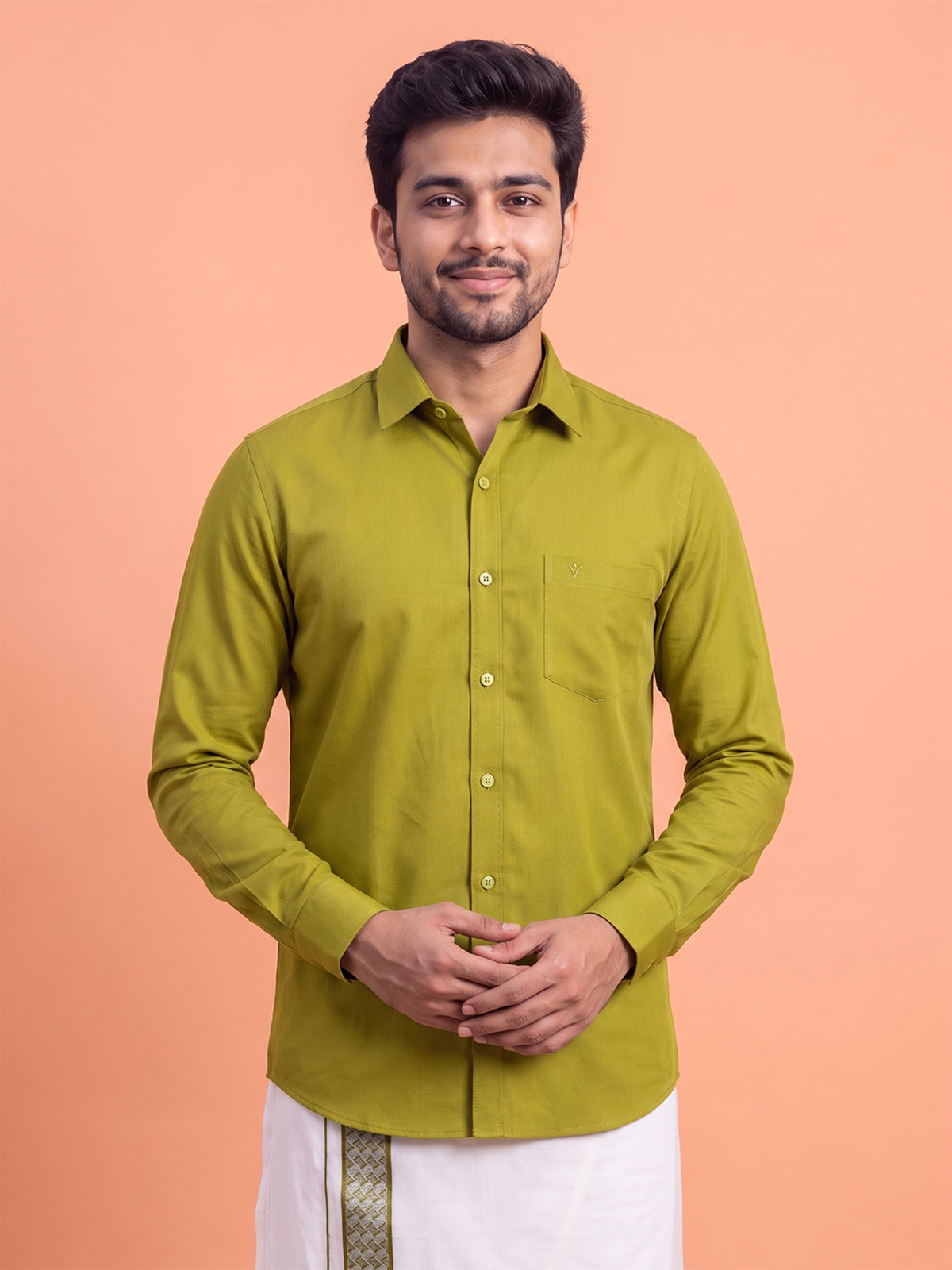 100% Cotton Pesto Shirt and Colour Jari Border Dhoti Set BT9