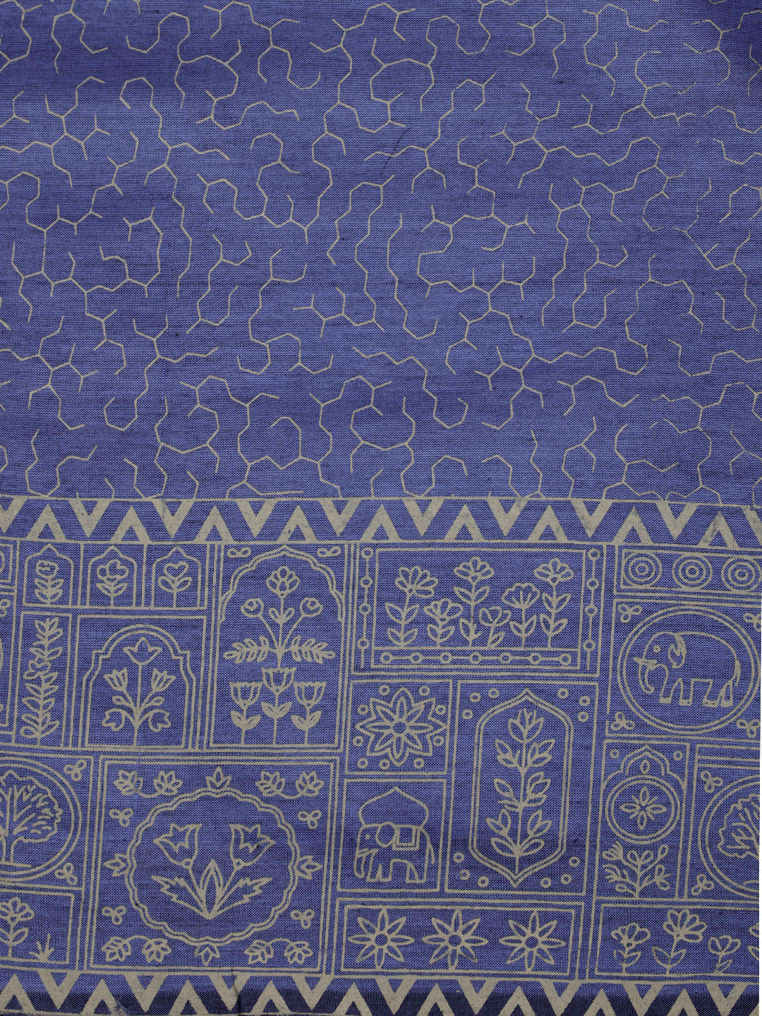 Women Pure Cotton Cobalt Blue Printed Saree PCS281