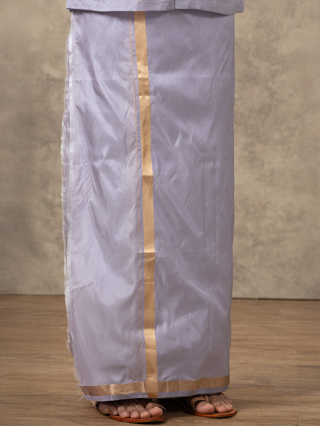 Men Art Silk Polar Violet Shirt & Dhoti Towel Set Swayamvara