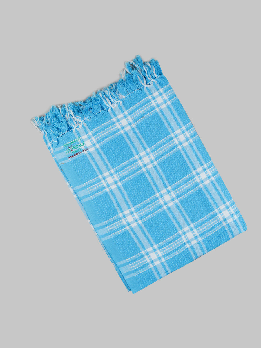 Evergreen Special Checked Bath Towel Colour-Blue
