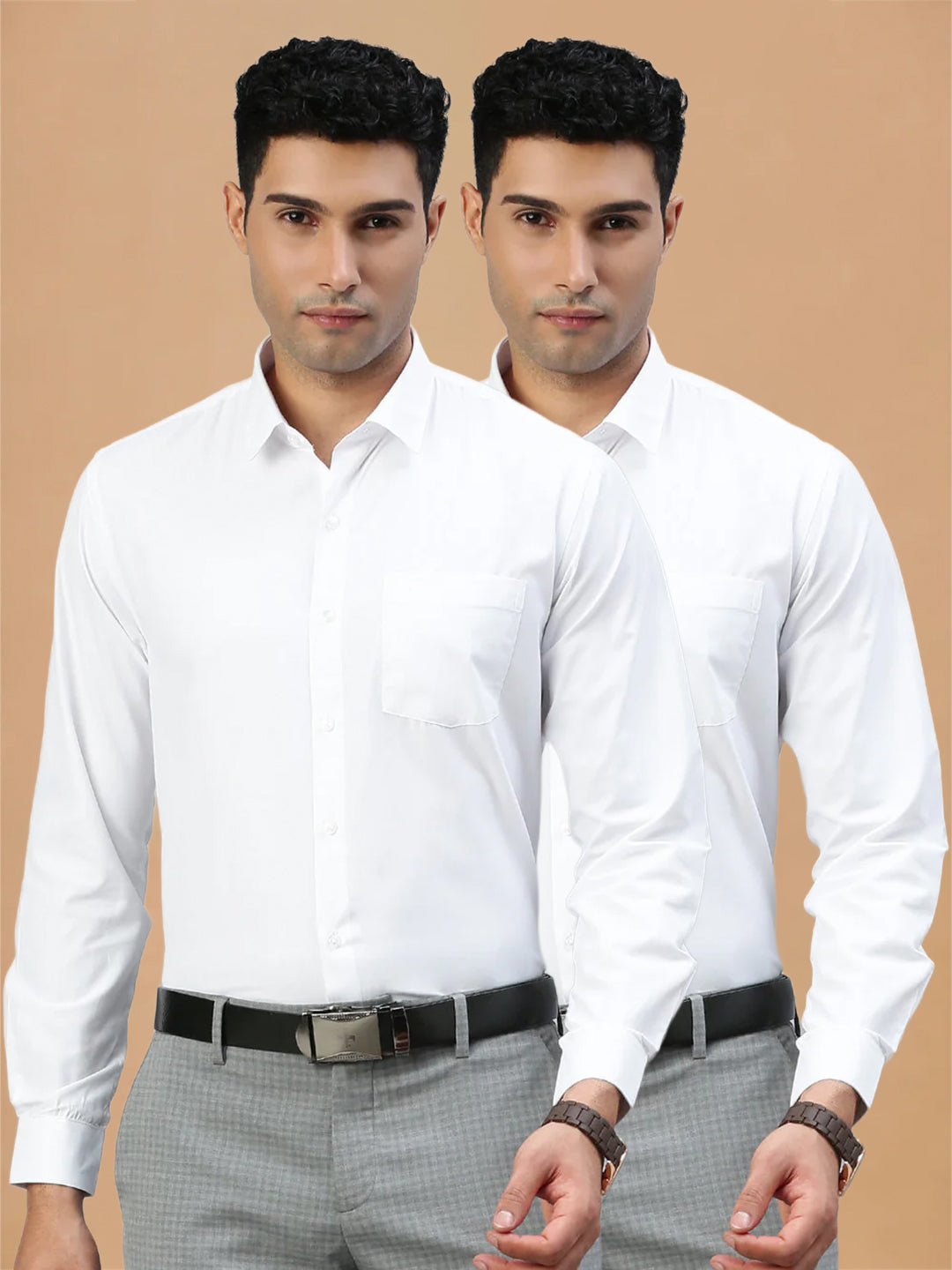 Cotton Rich Prestigious Fit White Shirt 2 Pcs Combo