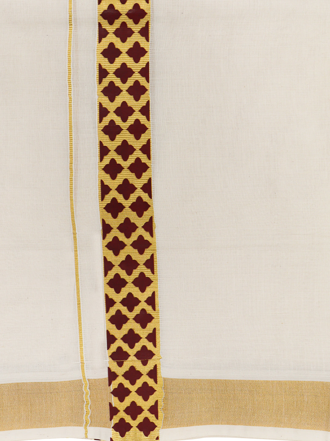 Men Kora Cotton Double Layer Dhoti with Fancy Jari Border Pazhassi Royal Red