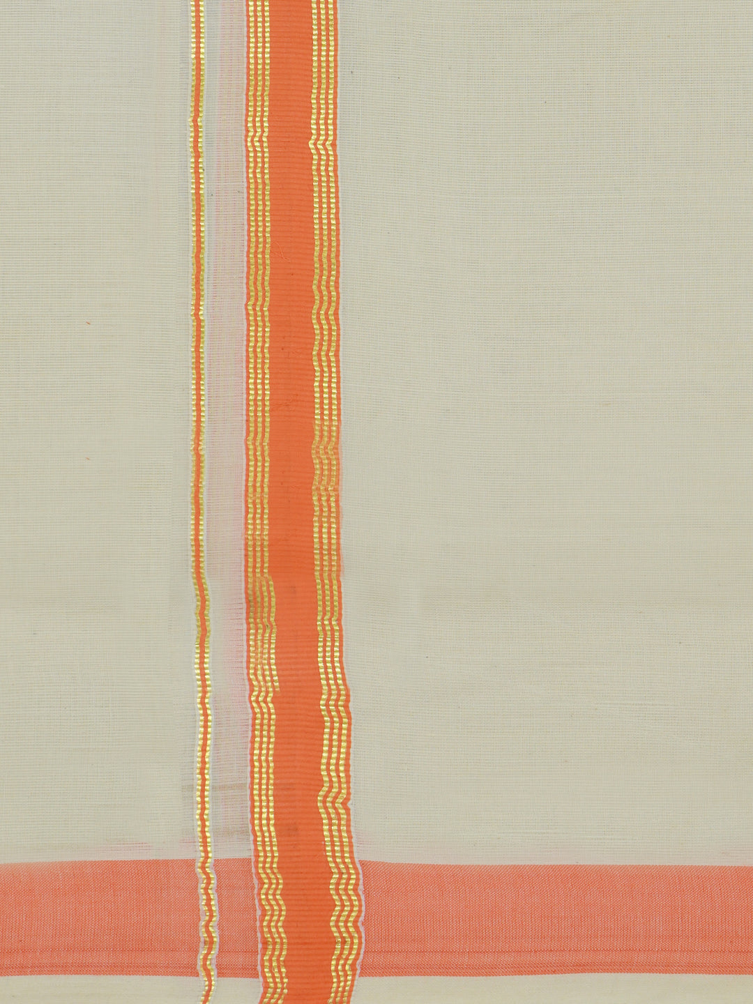 Double Layer 100% Cotton Cream Kora Dhoti with Colour Jari Border - CGJ02