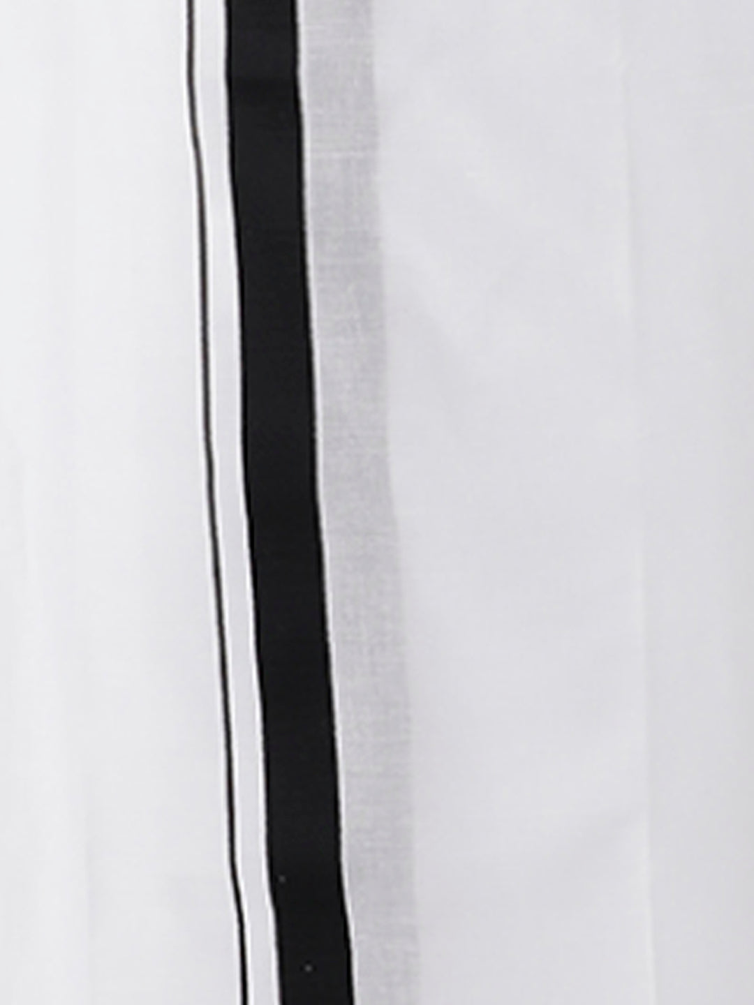 Men Black Fancy Border Double Layer Dhoti White RS01