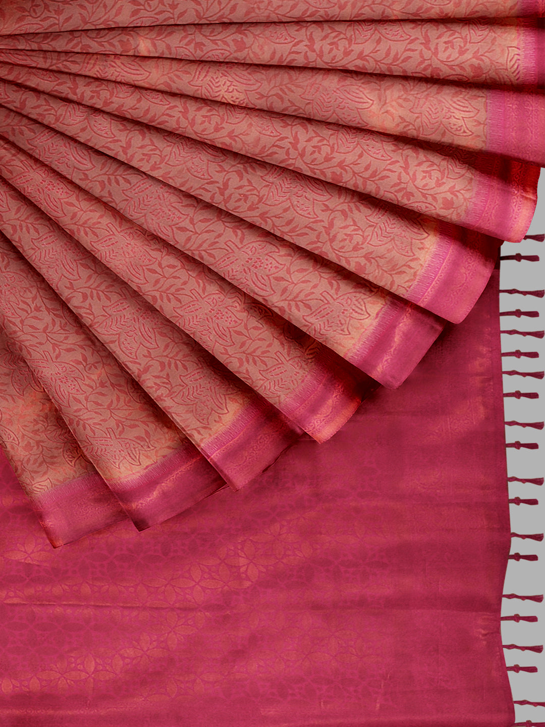 Women Pink Art Silk Printed Saree ASS53