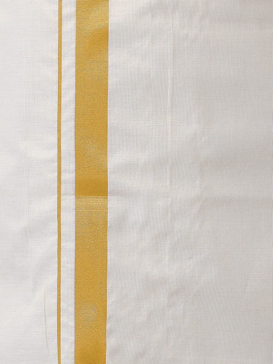 Mens Cotton Single Gold Colour with Jari Border Dhoti Primacy Gold-Bottom view