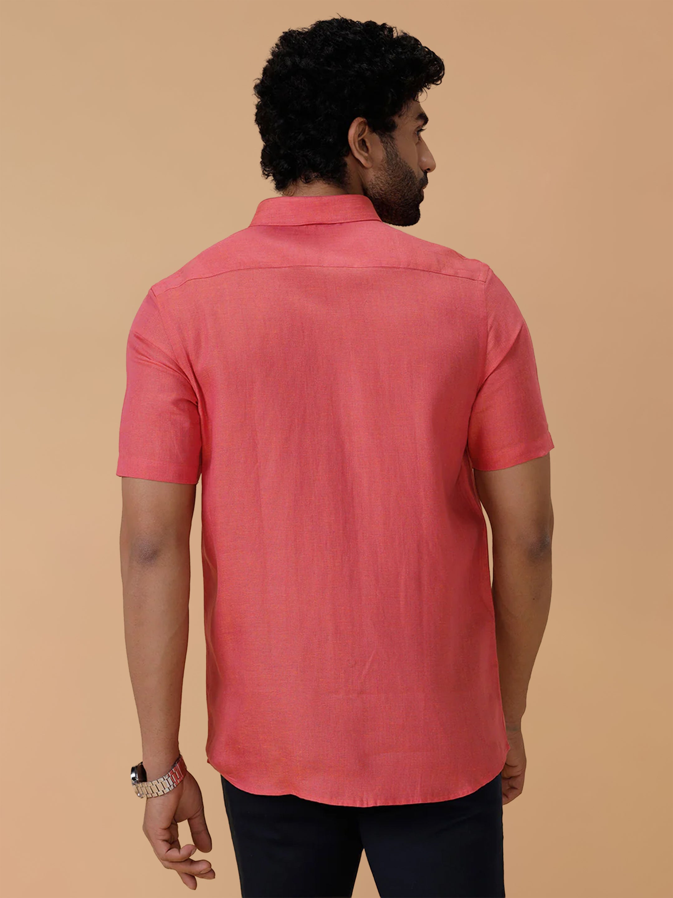 Pure Linen Vivid Red Smart Fit Shirt L14