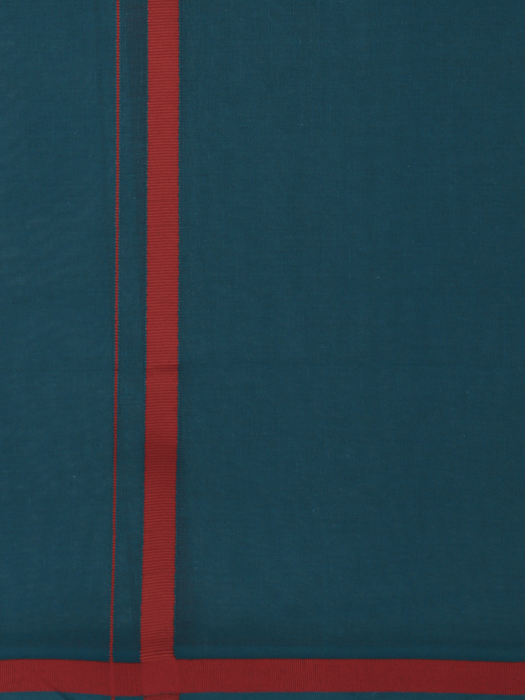 Men 100% Cotton Single Layer Teal Blue Dhoti with Big Border Poojan